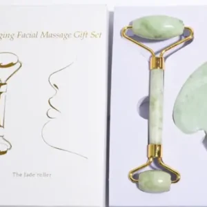 Jade Facial Roller & Gua Sha Set – Skincare Gift for Women, Spa Massage Tool